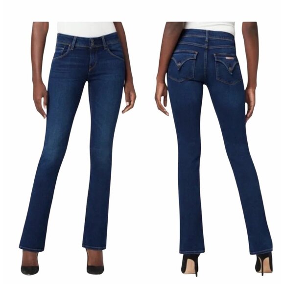 Y2K Hudson Womens Jeans Flare Leg Denim Blue Sz 25 Low Rise Stretch Flap Pockets - Picture 1 of 12